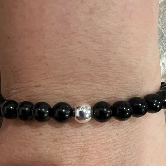 Onyx 925 New Natural Stone Beaded Stretchy Bracelet 6mm in 19cm - Picture 3 of 5